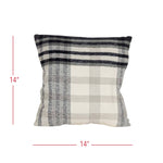 Arlen 14x14 Plaid Throw Pillow Black Cotton, Fall Decor