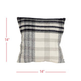 Arlen 14x14 Plaid Throw Pillow Black Cotton, Fall Decor