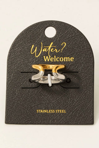 Stainless Steel Two Tone Layered Open Band Ring