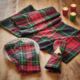 Christmas Plaid Runner Red Multi Cotton