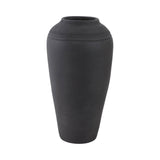 Black 16 in. Terracotta Round Ribbed Floor Vase