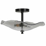 39F Inc. - Black Flush Mount Ceiling Light with Water Ripple Glass Shad