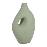 Ceramic Open Center Nomadic Handle Vase - Dark Sage, 12 in.
