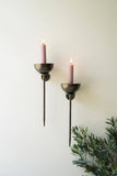 SET OF TWO METAL WALL TAPER CANDLE HOLDERS
