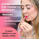 Reusable Straws 12 Inch (2 Pcs.) for Hot & Cold Drinks - BPA-Free Plastic - Dishwasher Safe - Portable Tumbler Straw for Travel - Flattened Hourglass Comfort Design