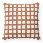 20 Inch Tan Vegan Leather & Cotton Jute Square Pillow