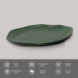 Shallow Oval Platter Medium Stoneware 11.81x7.87" Greenery