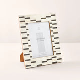Mukhendu 5x7 Black & White Picture Frame - Hand Carved Bone