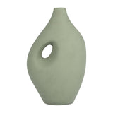 Ceramic Open Center Nomadic Handle Vase - Dark Sage, 12 in.