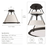 Rowabi - Solace Metal Fabric Gold Black Ivory Modern Flush Mount