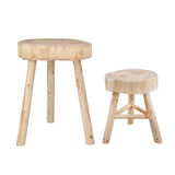 Stool - Ivory/Tan Wood Sturdy Three-Leg Base, 16 in.