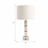 White 27x14 in. Stacked Marble Cubes Table Lamp with Switch