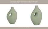 Ceramic Open Center Nomadic Handle Vase - Dark Sage, 12 in.