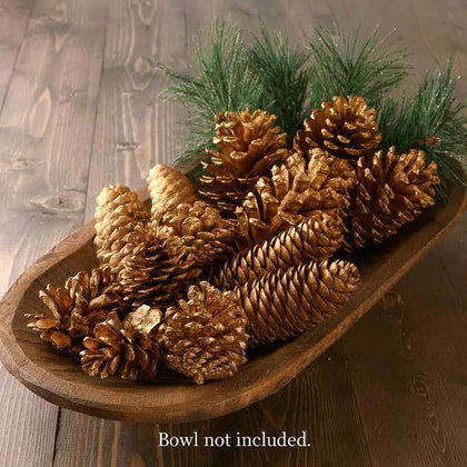 Natural Gold Painted Pinecones and Faux Pine Sprigs