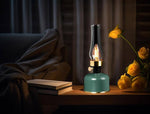 Lantern LED Lamp with Chimney-Black-10.5"H