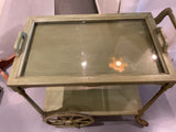 Bar tray on wheels with bottom shelf