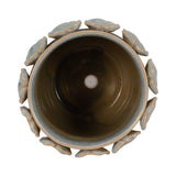 Ceramic Handcrafted Leaf Applique Planter - Seafoam, 6 in.