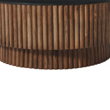 Coffee Table | 34" Round Black Top | Brown Mango Wood