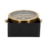 Gold/Black 6 in. Metal Round Modern Solid Table Clock