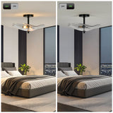 39F Inc. - Black Flush Mount Ceiling Light with Water Ripple Glass Shad