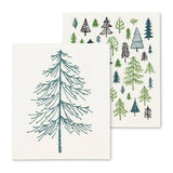 S/2 AllOver Trees Dishcloths-6.5x8"L