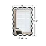 Solid Wood Wavy Rectangle Mirror for Home Decor