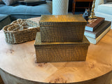 Gold metal alligator skin embossed lidded (3-sizes)