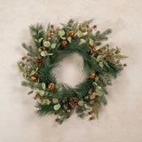 24" PINE, EUCALYPTUS & PINECONE W/ BELLS WREATH