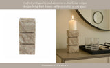 Candle Holder - Ivory Marble Stacked Cubes Pillar, 8 in.