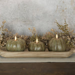 3" GREEN 3D FLAME SHORT PUMPKIN CANDLE