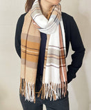 Plaid Fringe Cashmere Ultra Soft Scarf