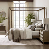 Upholstered Headboard Canopy Bed Brown, Queen *