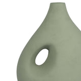 Ceramic Open Center Nomadic Handle Vase - Dark Sage, 12 in.