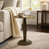 17" Side End Drink Table, Fancy Fluted Base, Round Top