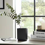 Black 8 in. Ceramic Novelty Modern Oval Ridged Vase