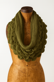 Olive Oversized Scalloped Ruffle Knit Infinity Scarf