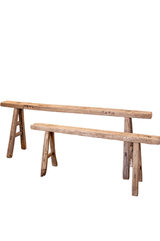 Bench Vintage Skinny Wooden Stool Old  Elm Wood Antique
