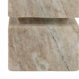 Candle Holder - Ivory Marble Stacked Cubes Pillar, 8 in.