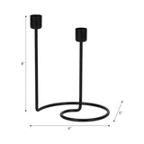 Taper Candle Holder 2-Taper - Black Iron Swirly, 8 in.