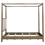 Upholstered Headboard Canopy Bed Brown, Queen *