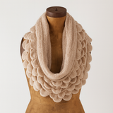 Oatmeal Oversized Scalloped Ruffle Knit Infinity Scarf