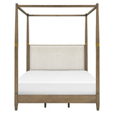 Upholstered Headboard Canopy Bed Brown, Queen *