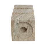 Candle Holder - Ivory Marble Stacked Cubes Pillar, 8 in.