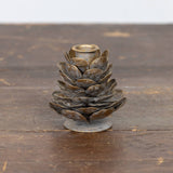 BRONZE PINECONE TAPER CANDLE HOLDER