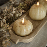 3" CREAM 3D FLAME SHORT PUMPKIN CANDLE
