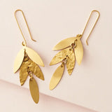 Chameli Leaf Gold Chandelier Dangle Earrings
