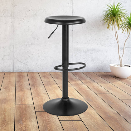 Adjustable Height Retro Barstool in Black Finish