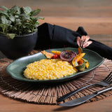 Shallow Oval Platter Medium Stoneware 11.81x7.87" Greenery