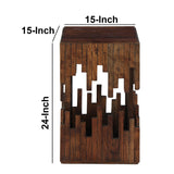 24 Inch Accent Side End Table, Brown Acacia Wood