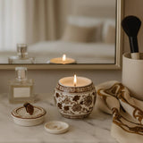 Scented Candle - Peony Brown and White Ceramic, 8.5 Oz